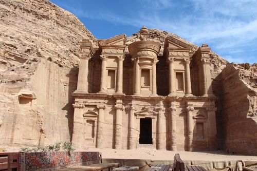 Free Explore the stunning ancient architecture of The Monastery in Petra, Jordan. Stock Photo