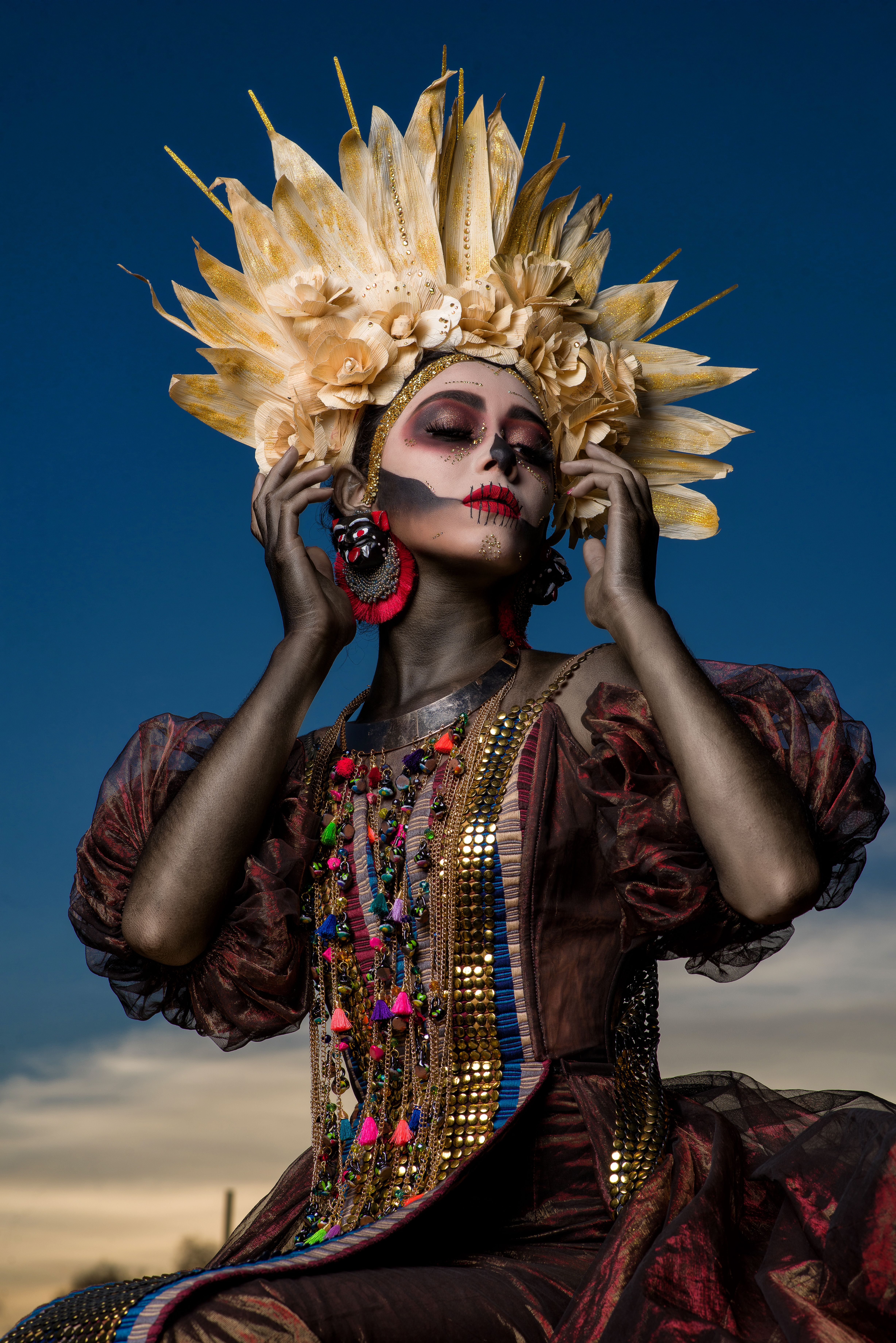 Catrina Makeup Portrait with Floral Headdress · Free Stock Photo