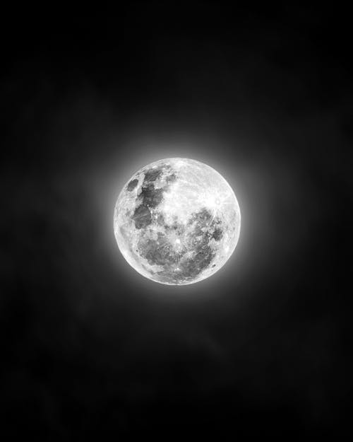 Close-up of a Bright Moon against a Night Sky