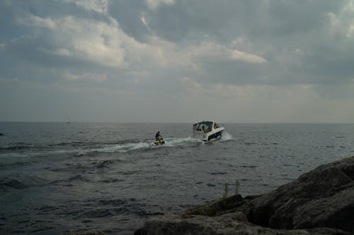 A boat is traveling on the water