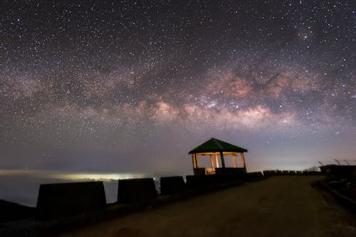 The milky way over the sea at night