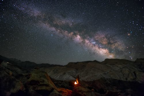 The milky way over the campfire in death valley