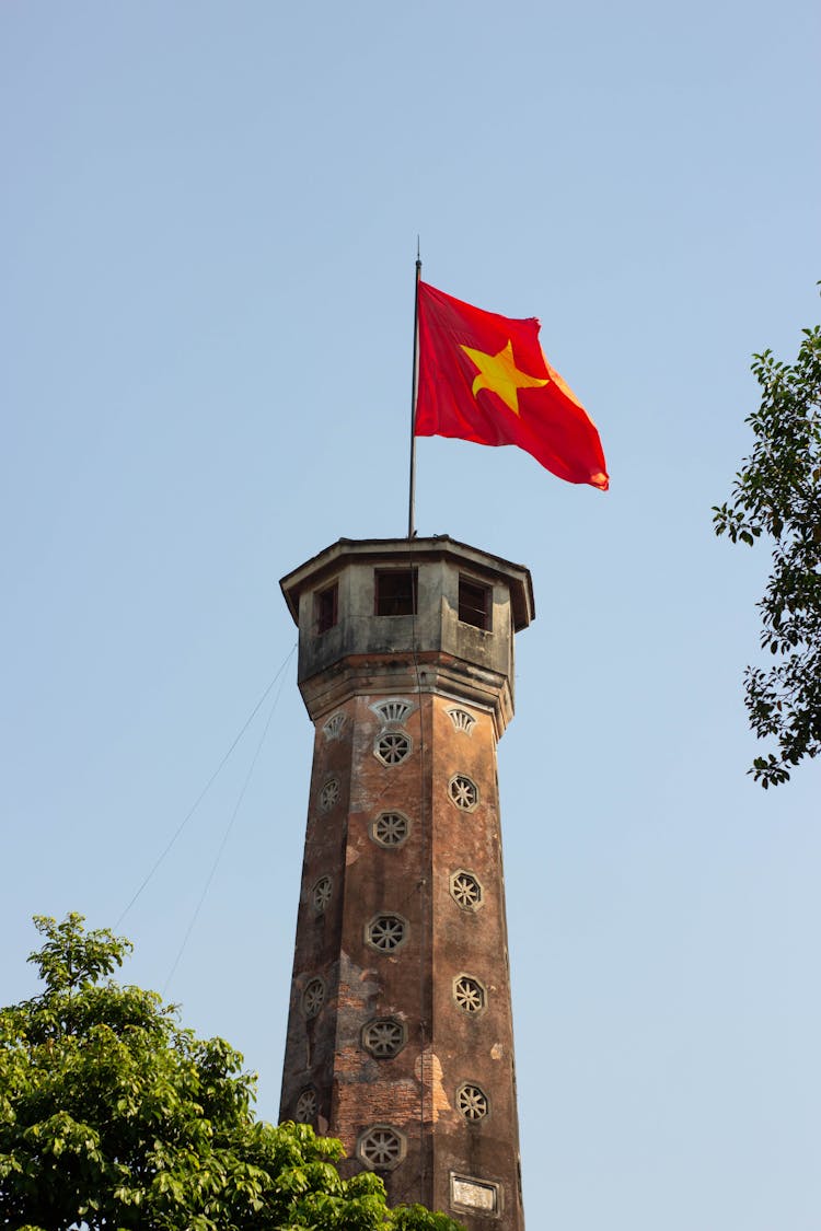 Vietnamese Flag On Tower