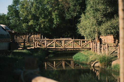 Wooden Footbridge over Stream