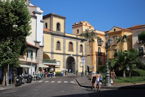 Sunlit Street in Town in Italy