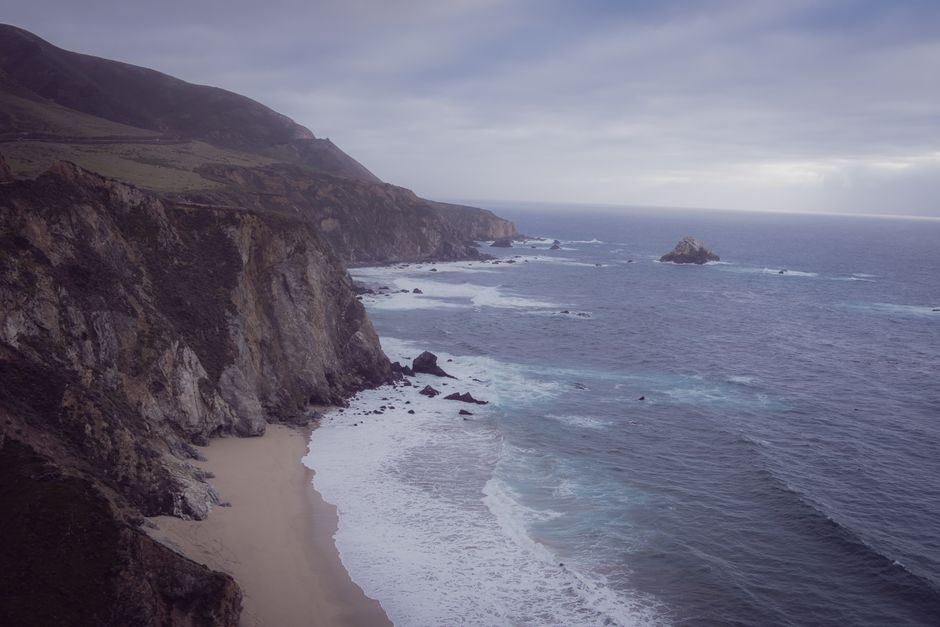 Breathtaking coastal view featuring cliffs and waves at Big Sur, California.