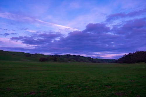 A Grass Field and Hills in Distance 