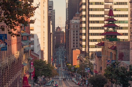 Panorama of California Street, San Francisco, USA