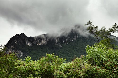 Clouds Covered Rocky Peak