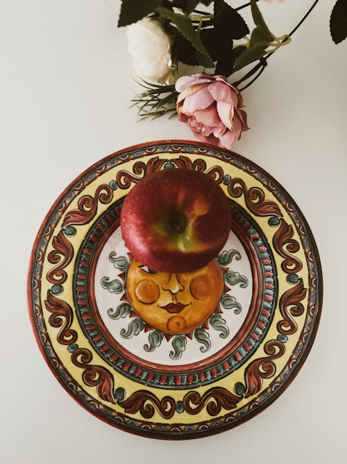 Apple on Decorated Plate