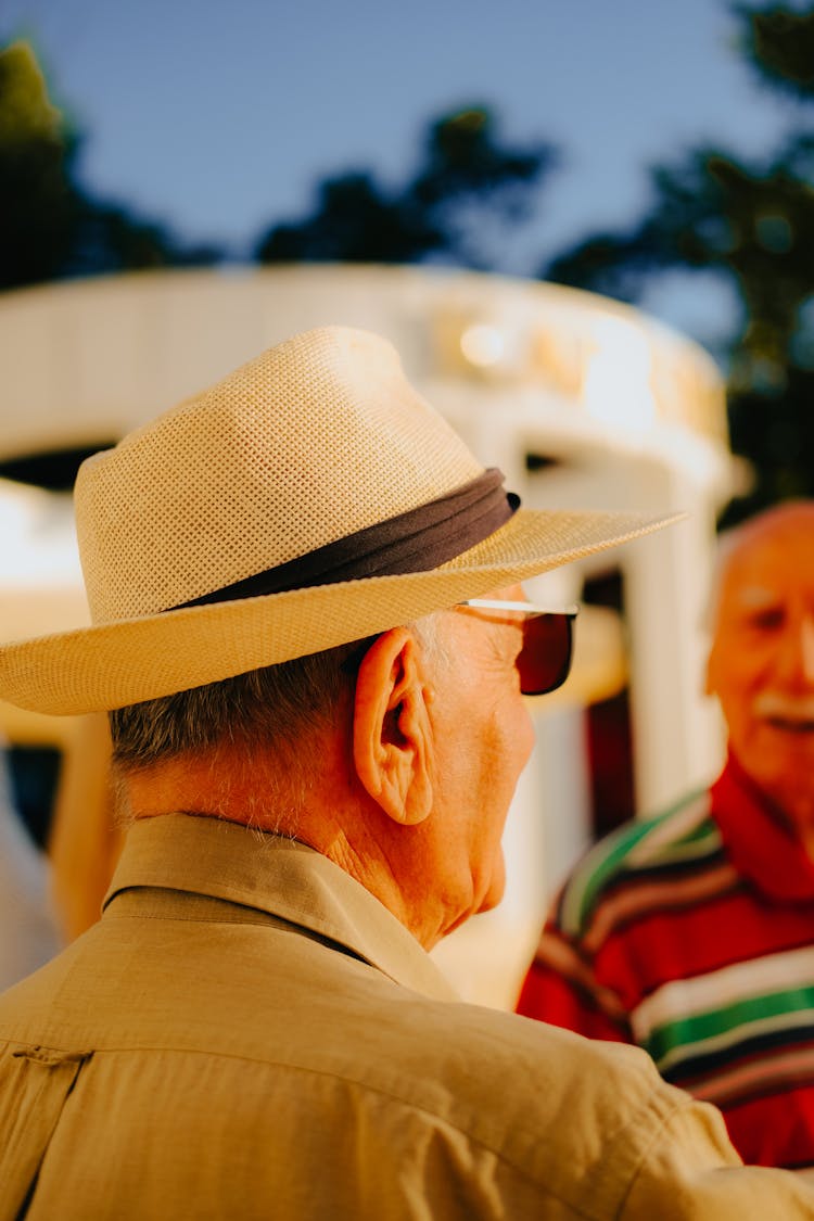 Senior Man Wearing Panama Hat