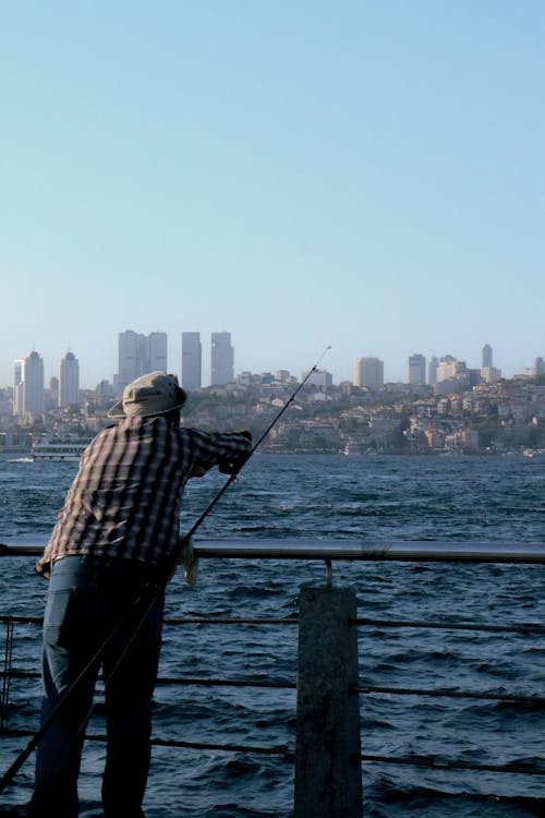 Angler Fishing on Pier in Istanbul