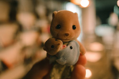 Hand Holding Small Teddy Toys