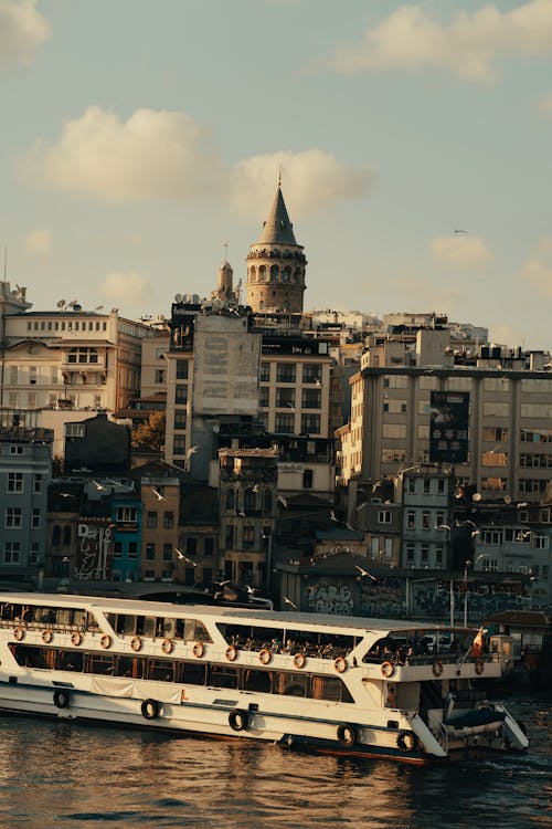 Galata Tower over Sea Coast in Istanbul