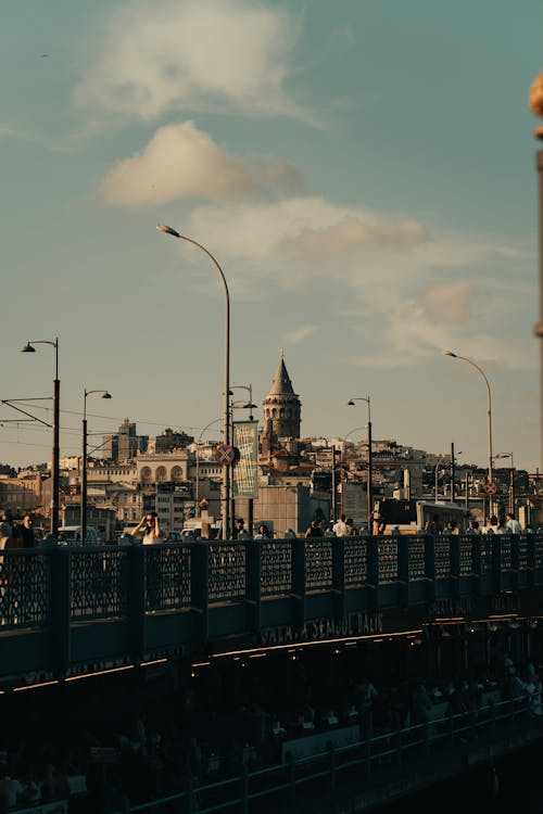 Galata Tower over Galata Bridge in Istanbul