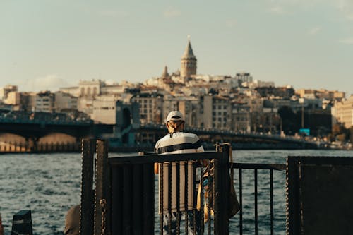 Man Angling on Pier in Istanbul