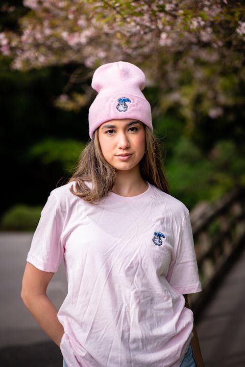 Woman in Pink T-shirt and Cap