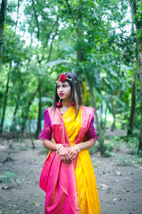 Young Woman in a Colorful Saree 