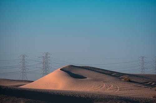 Sund Dune and Transmission Towers on Desert