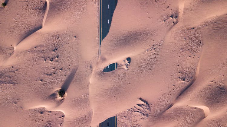 Road Covered In Desert Sand