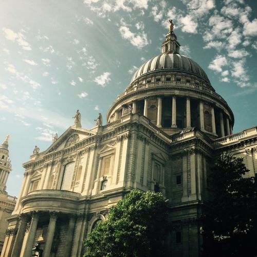 Free Beautiful low-angle view of St Paul's Cathedral in London with a clear sky background. Stock Photo