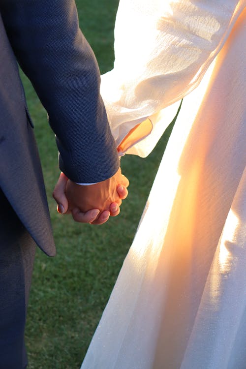 Close up of Newlyweds Hands Together