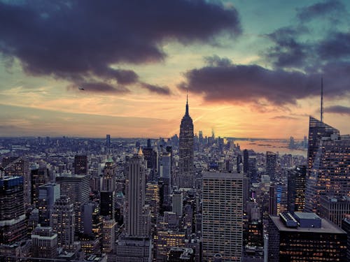 Panoramic View of Manhattan in New York City at Sunset, New York, USA
