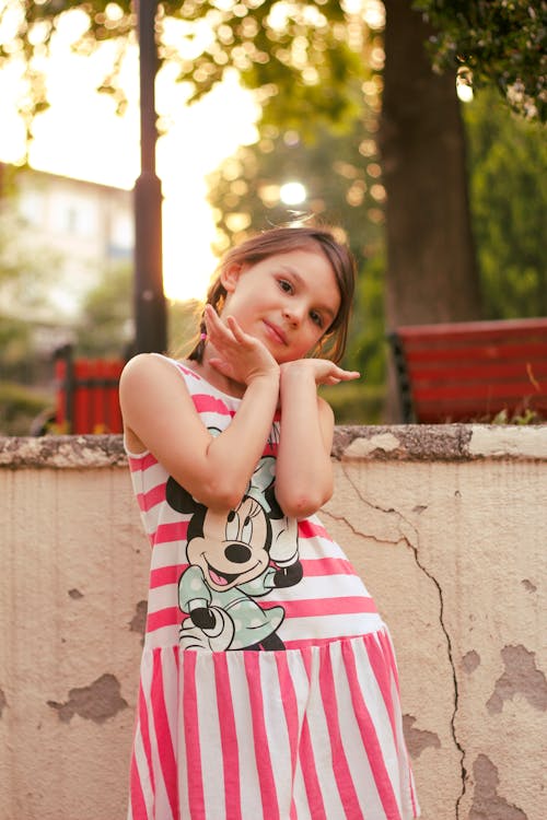 Girl in a Pink Dress with Minnie Mouse