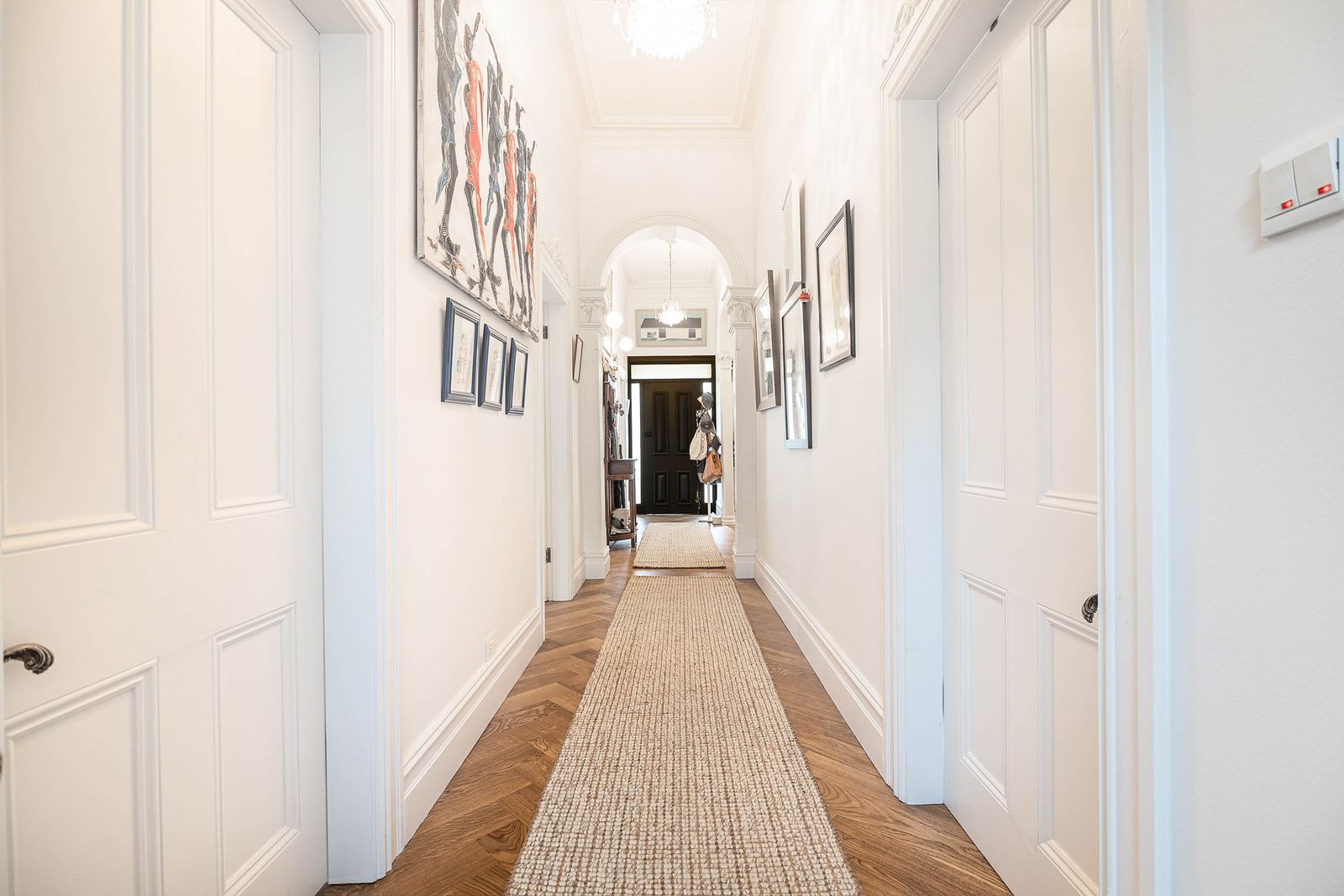 Bright renovated interior with crisp painted walls
