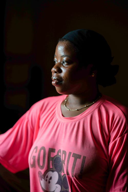 Woman in Pink T-shirt