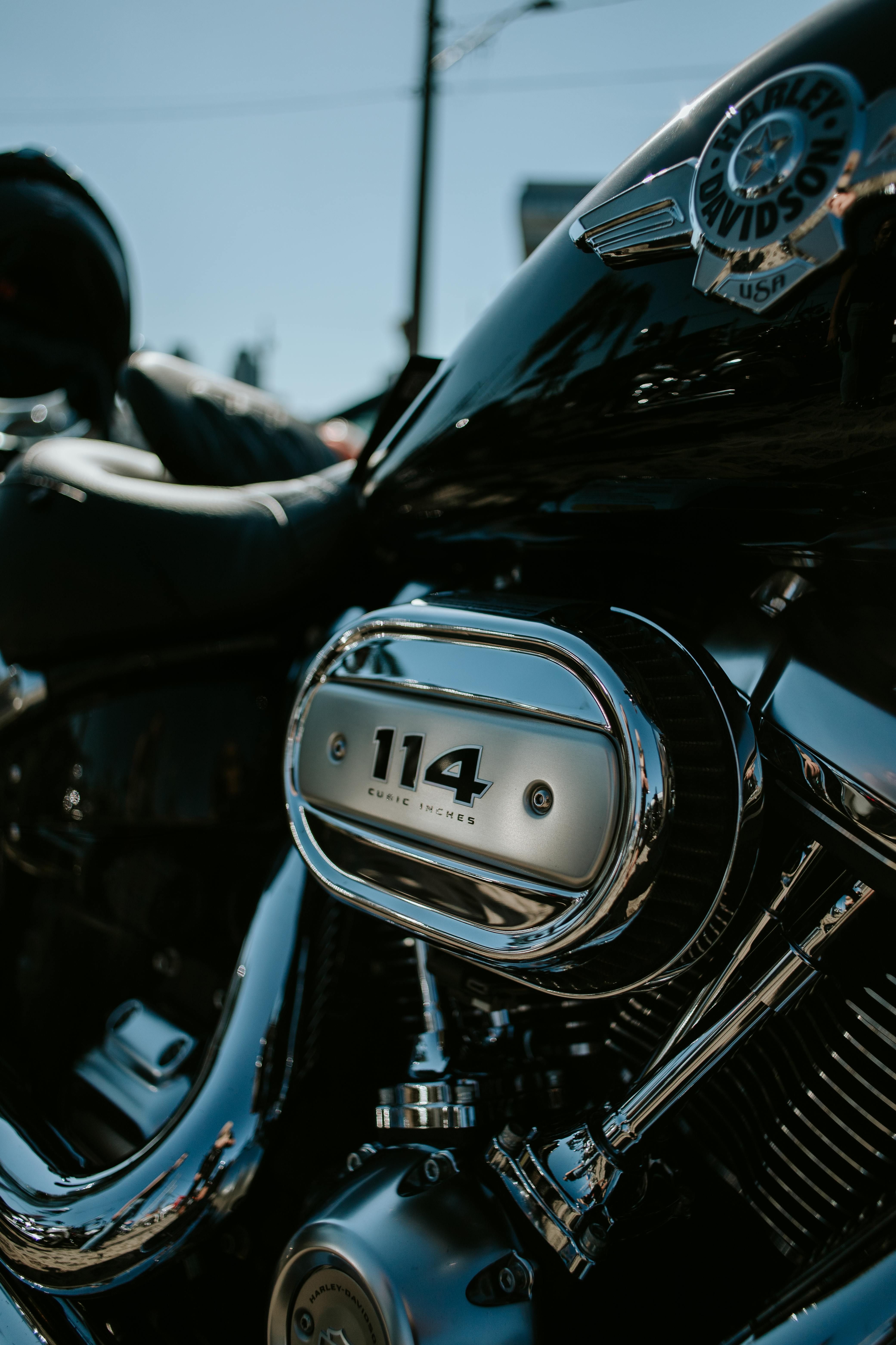 Detailed view of a Harley Davidson engine in Curitiba, Brazil. Captivating design and power.