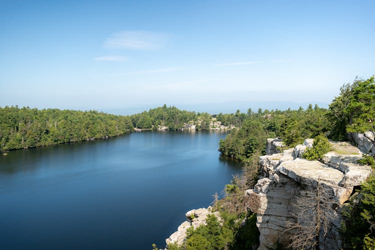 Panorama Of Minnewaska Lake With Forested Shores, Minnesota, USA