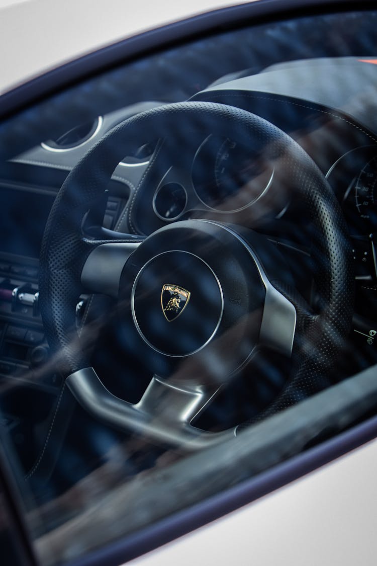 Steering Wheel In Luxury Car