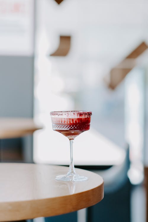 Cocktail Glass Filled with Red Drink