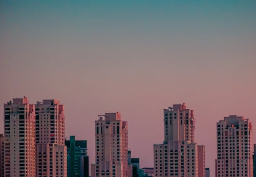 Clear Sky over Skyscrapers at Sunset