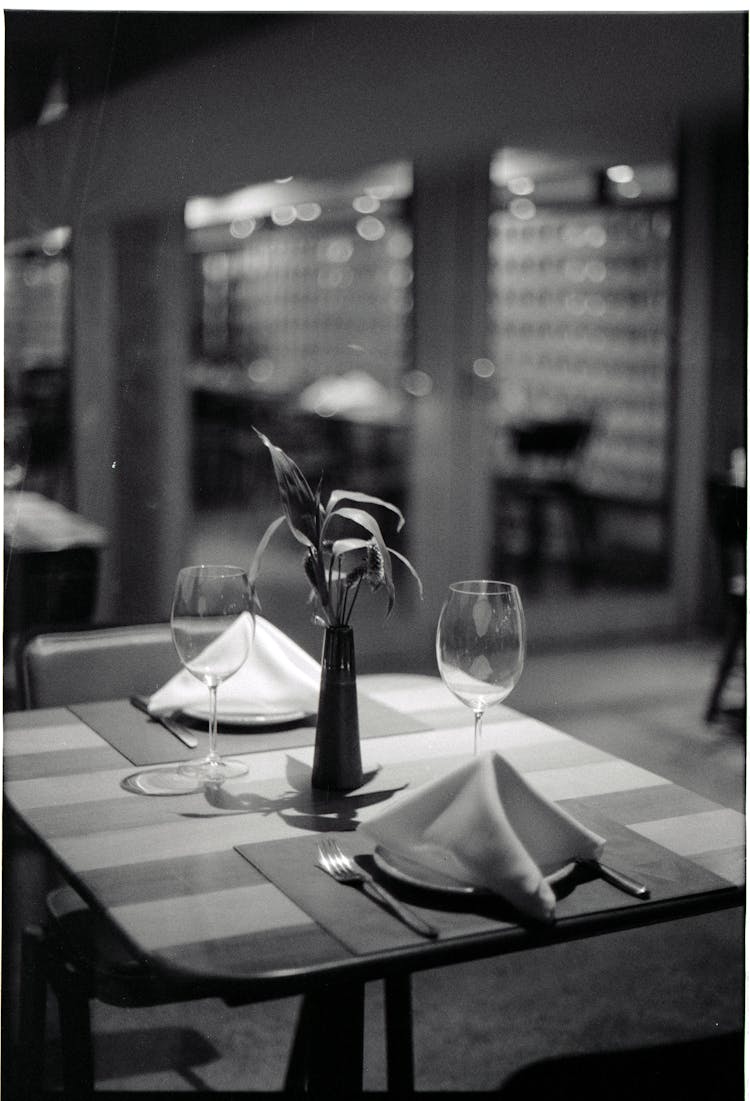 Restaurant Table With Place Settings