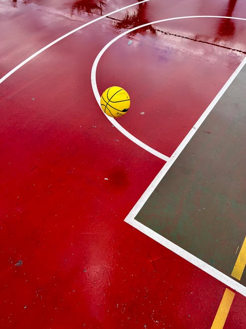 Flying Basketball Ball on Court