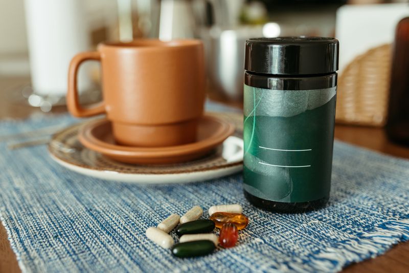 Supplements arranged on table