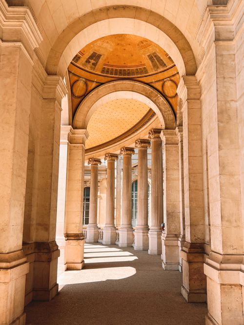 Free Baroque colonnade at Palais Longchamp in Marseille, France, showcasing classic architecture. Stock Photo