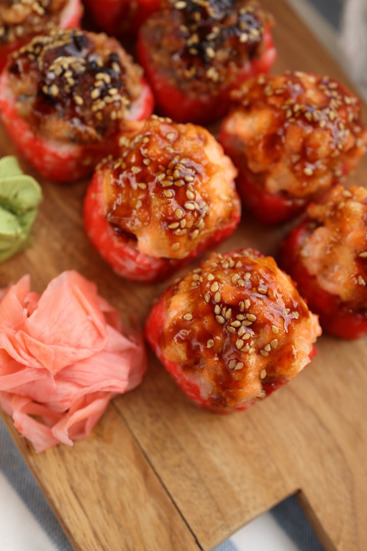 Stuffed Tomatoes Served In A Restaurant