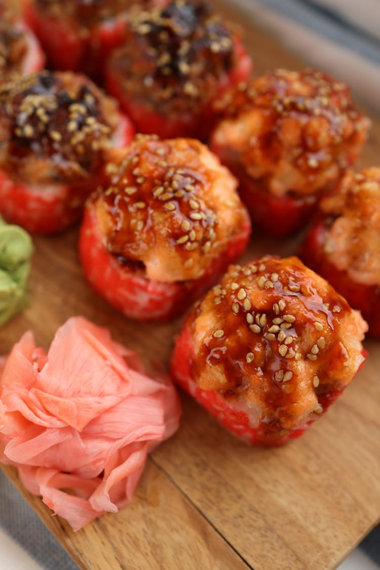 Stuffed Tomatoes Served In A Restaurant