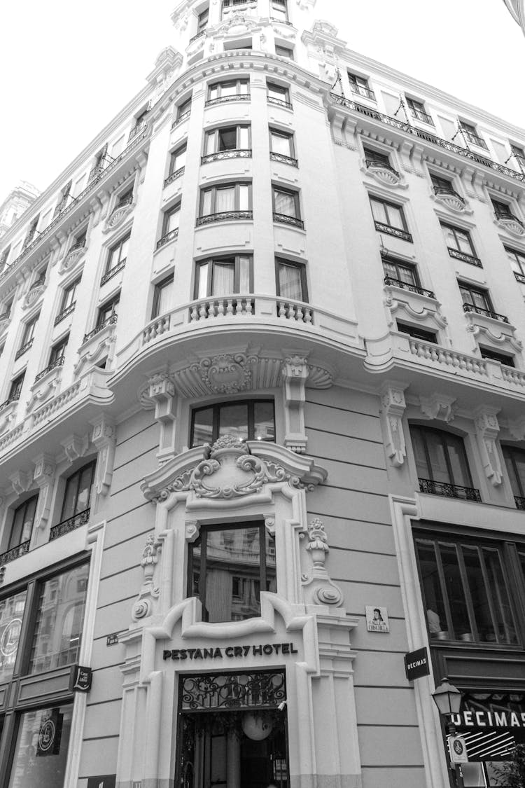 Ornate Facade Of The Pestana CR7 Gran Via Hotel In Madrid