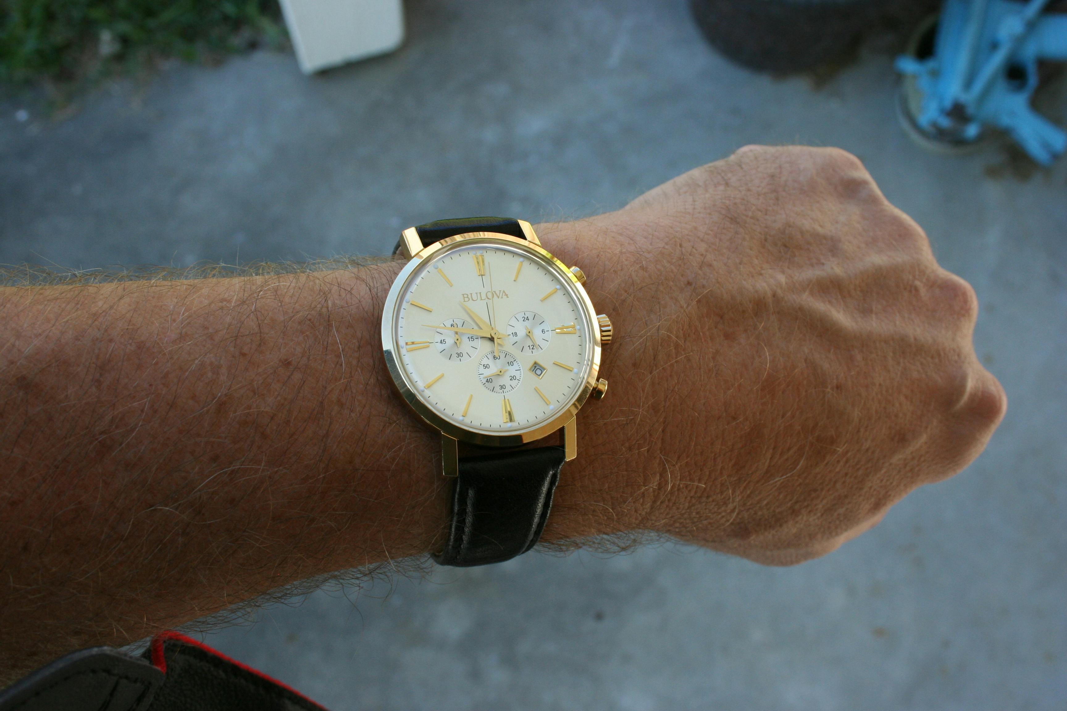 Free stock photo of Bulova, chronograph, gold watch