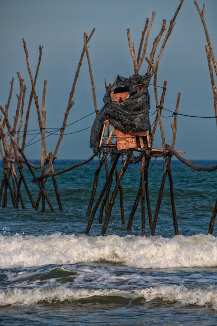 A Wooden Construction In The Sea 