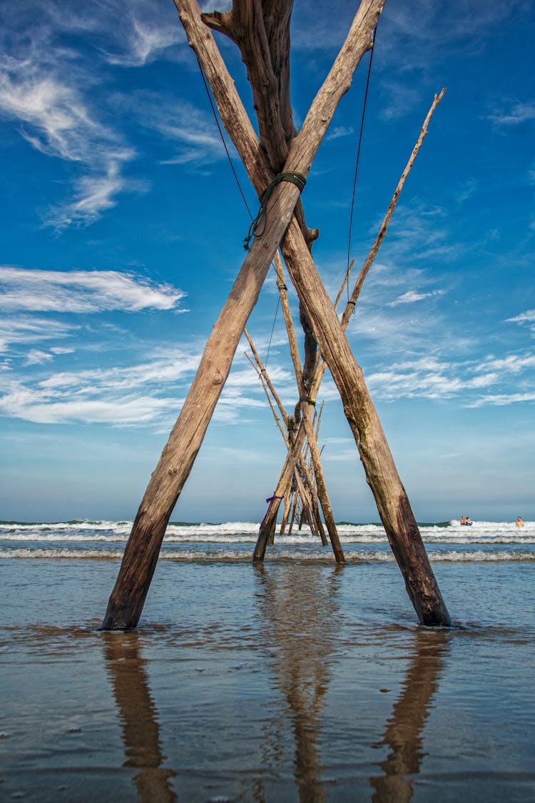 A Wooden Construction On The Beach 