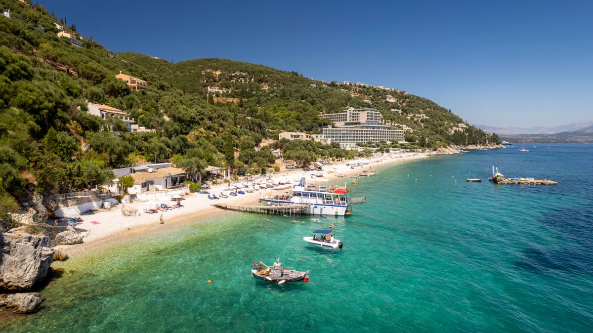 Baai op Corfu, Griekenland