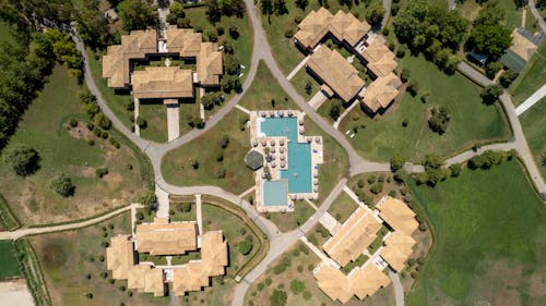 Top View of a Resort with a Swimming Pool 