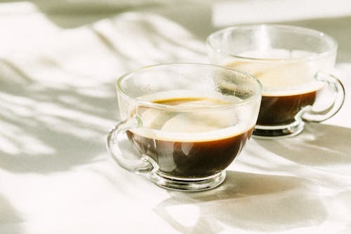 Free Coffee in Glasses in Morning Stock Photo