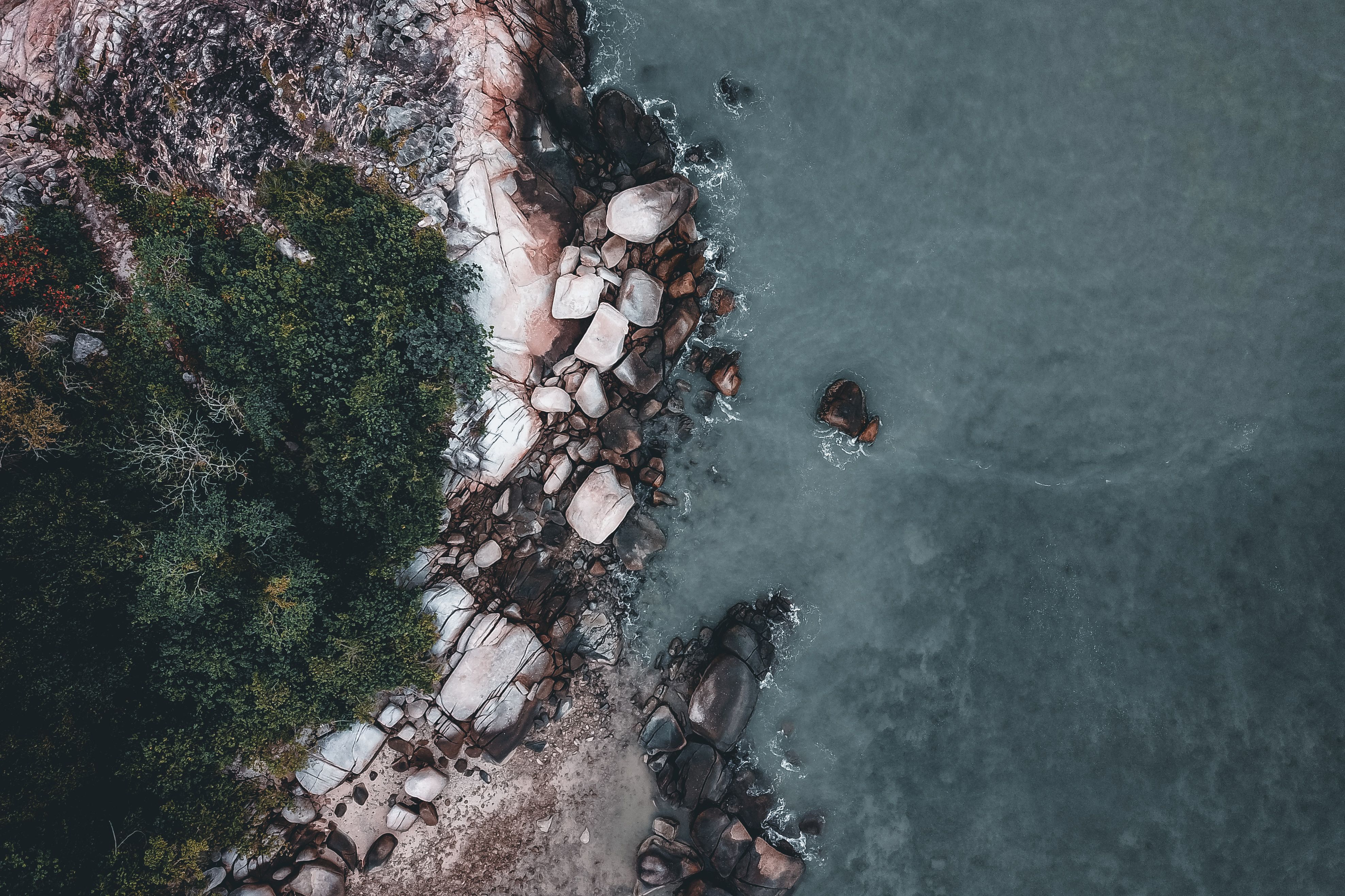 Aerial View of a Rocky Coast · Free Stock Photo