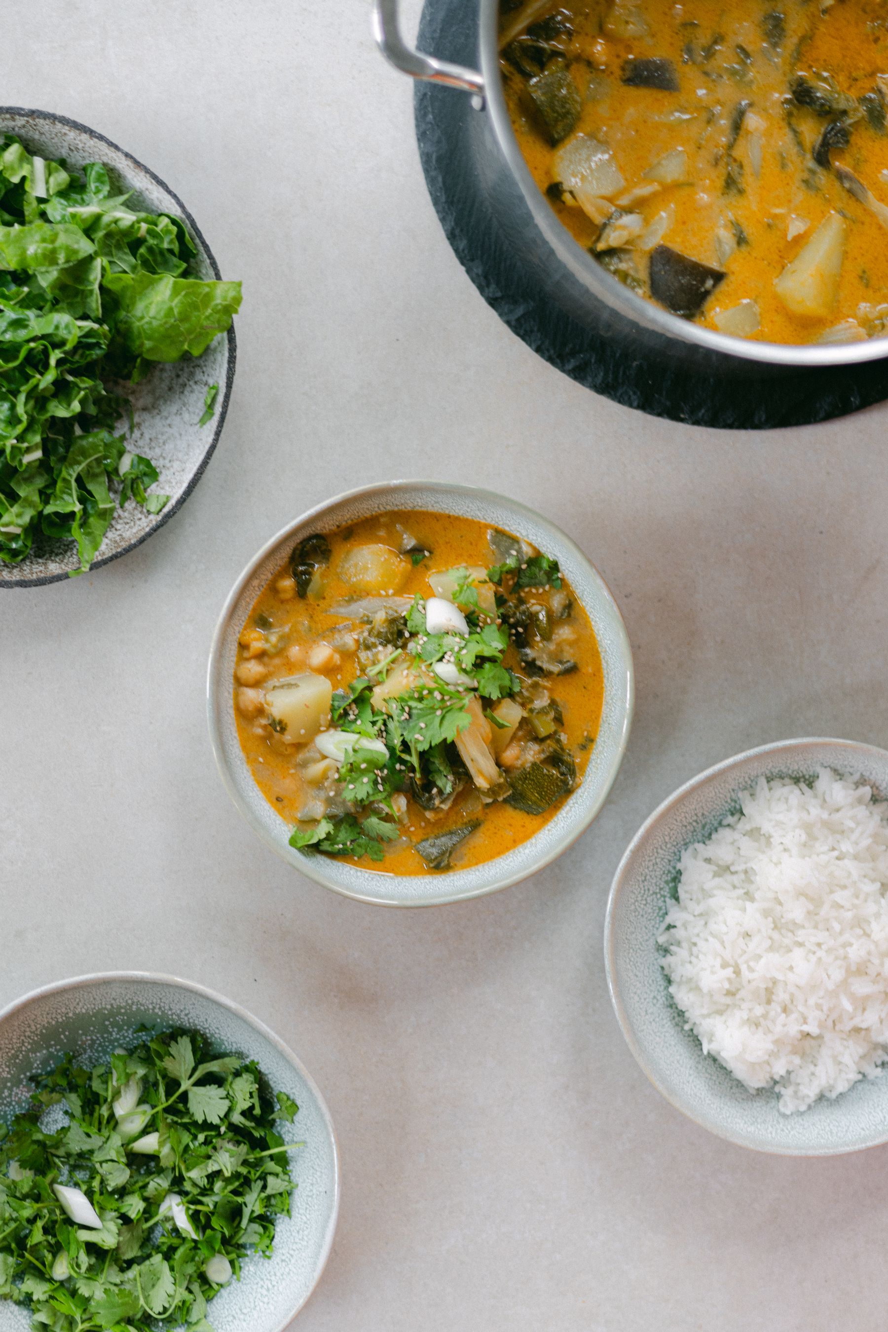 Healthy vegetable soup with greens